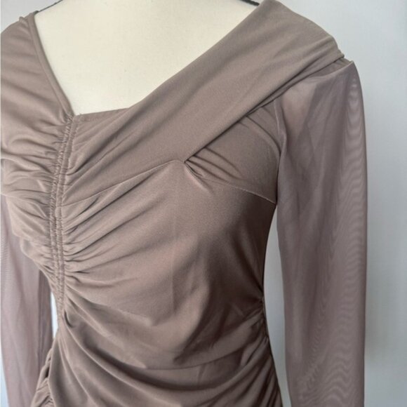 Self-Portrait One-Shoulder Ruched Midi Dress – Size 6 - Picture 2 of 16